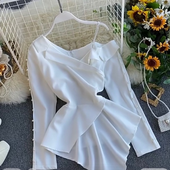 NWT OFF THE SHOULDER PEARL DETAIL BLOUSE - Picture 6 of 7